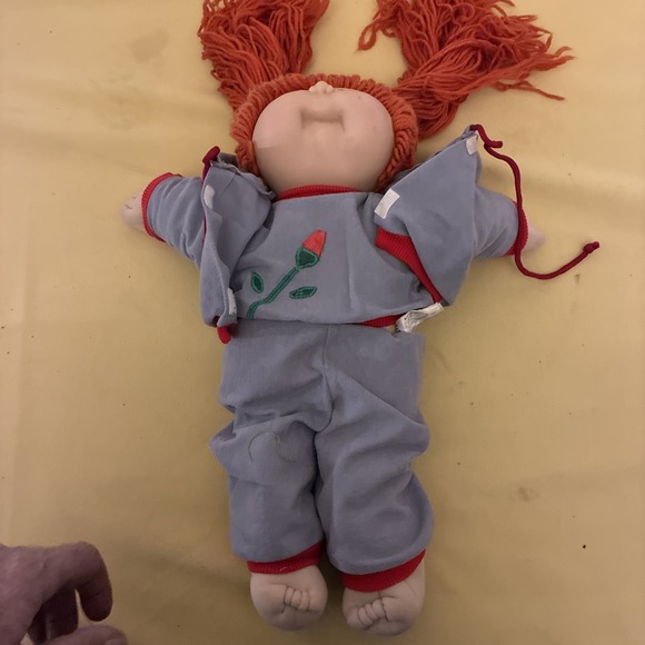 Vintage Cabbage Patch Kid Doll 1978 1982 Head 3 Red Hair Blue Eyes 1 Dimple - Picture 2 of 10